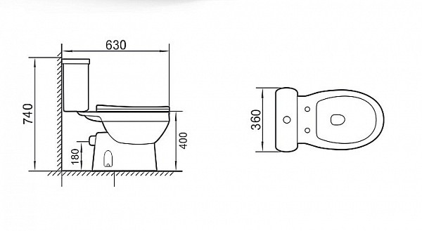 Унитаз Brava NG-9901 (630*360*740) напольный БЕЗОБОДКОВЫЙ с тонкой крышкой, 2 места