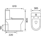 Унитаз-компакт Azario Mist 385х610х800 напольный, безободковый, с быстросъемным сиденьем микролифт (AZ-45)