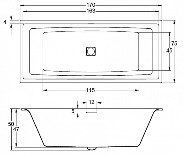 Акриловая ванна Riho Still Square 170x75 B100001005