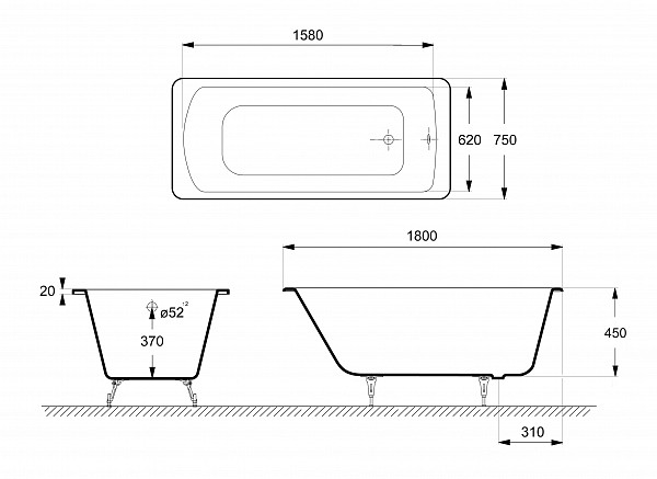 Ванна чугунная Delice Prestige  1800х750