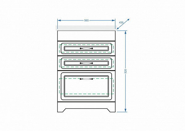 Тумба "Кармела 60", 3 ящ., ольха белая, Сомо 60