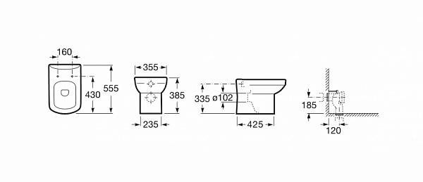 Унитаз (чаша) Roca Dama Senso Compacto приставной 347517000 под скрытый бачок