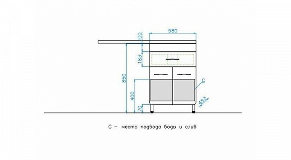 Тумба напольная Style line Валеро 60 под раковину Космос 120
