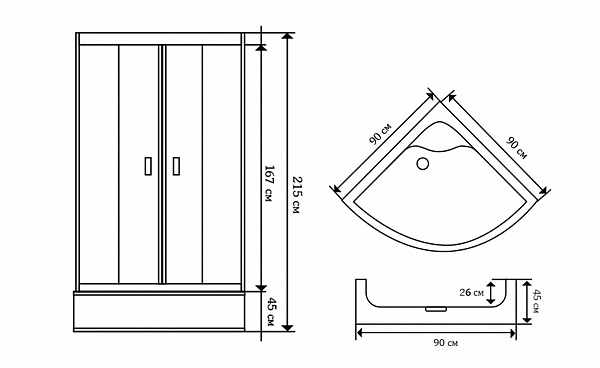 Душевая кабина Niagara NG-112-15 (900х900х2150) высокий поддон(45см) стенки АКРИЛ стекло матовое, бел профиль