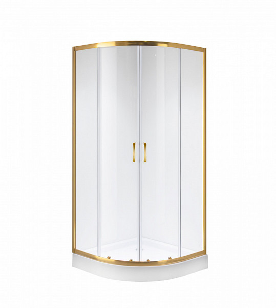 Душ. ограждение NG-6407-08 GOLD (100*100*190) полукруг, двери раздвижные, 1 место