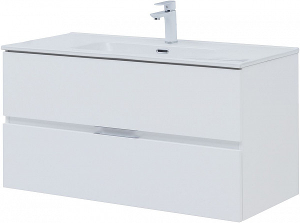 Тумба под раковину Aquanet Алвита New 100 2 ящика, белый матовый 00277518