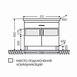 Тумба под раковину Дублин 80 с 1 ящиком Санта 223005