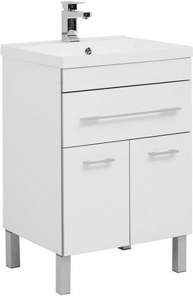 Тумба с раковиной Aquanet Верона 58 белый (напольная 1 ящик 2 дверцы) 00287667