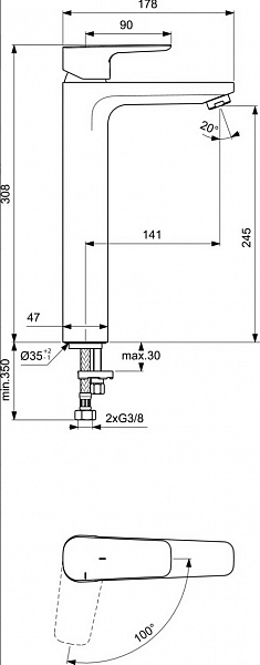 Смеситель Ideal Standard Ceraplan lll BC571AA для раковины-чаши