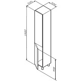 M90CSR0306WG GEM, шкаф-колонна, напольный, правый, 30 см, двери, push-to-open, цвет: белый, глянец