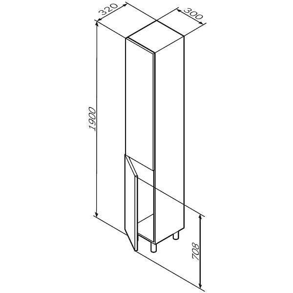 M90CSR0306WG GEM, шкаф-колонна, напольный, правый, 30 см, двери, push-to-open, цвет: белый, глянец