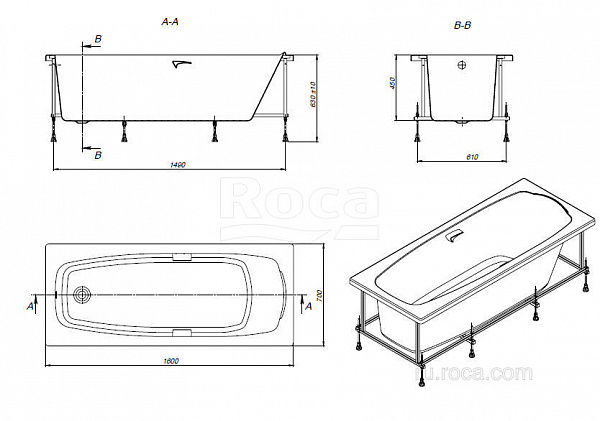 Акриловая ванна Roca Sureste 160х70 ZRU9302787