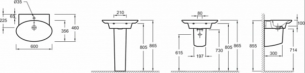 Подвесная раковина-столешница Jacob Delafon Presquile 60х46 см E4438-00
