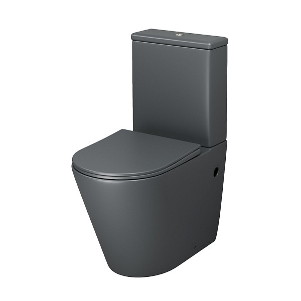 Унитаз GR-4480GMS Color (620*365*810) СЕРЫЙ МАТОВЫЙ напольный БЕЗОБОДКОВЫЙ с тонкой крышкой, 2 места