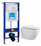 Комплект унитаз подвесной Grossman с инсталляцией Aquatek Slim с клавишей смыва