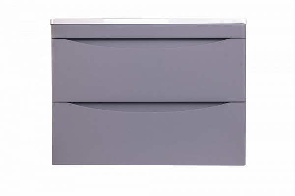 Тумба подвесная "Бергамо мини 70" (2 ящ.) Люкс антискрейтч серый, под раковину, PLUS