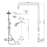 Душевая система Toledo Termo с термостатом, нерж. полированный верхний душ, нерж. полированная лейка