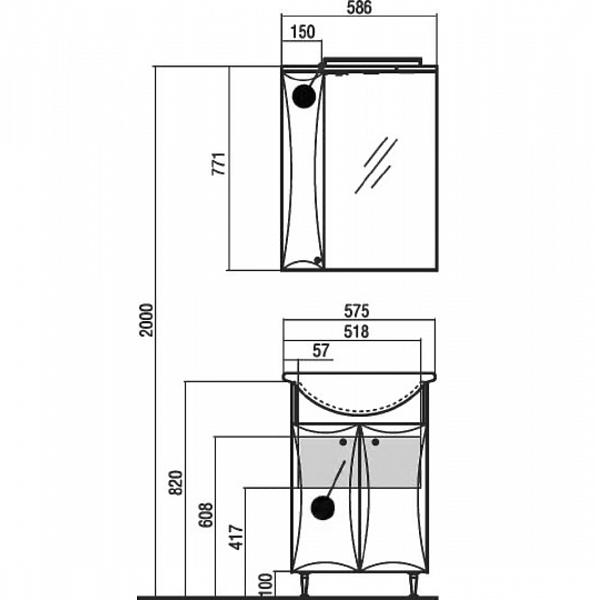 Тумба под раковину Акватон Джимми 52 см 1A068301DJ010