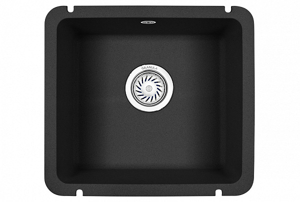 Мойка кухонная Granula квадратная кварц 3601, ЧЁРНЫЙ