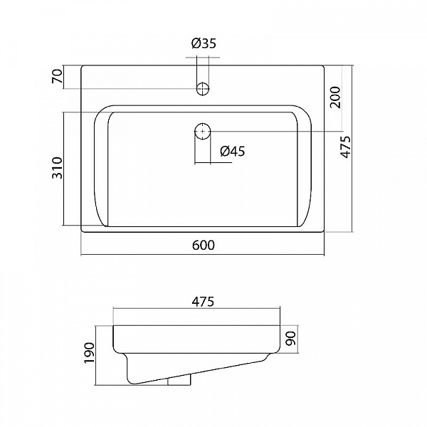 Прямоугольная раковина Santek Тигода 60 1WH302082