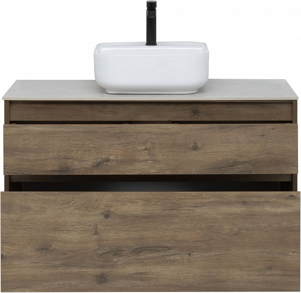 Тумба под раковину Aquanet Nova Lite 100 дуб рустикальный (2 ящика) 00249521