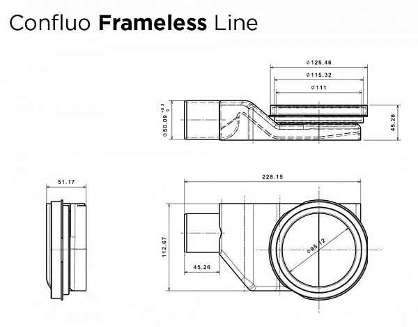 Душевой поддон под плитку Confluo Board UNI 900 со встроенный лотком Frameless Line 550 Pestan