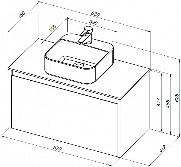 Тумба под раковину Aquanet Nova Lite 90 дуб рустикальный (1 ящик) 00249517
