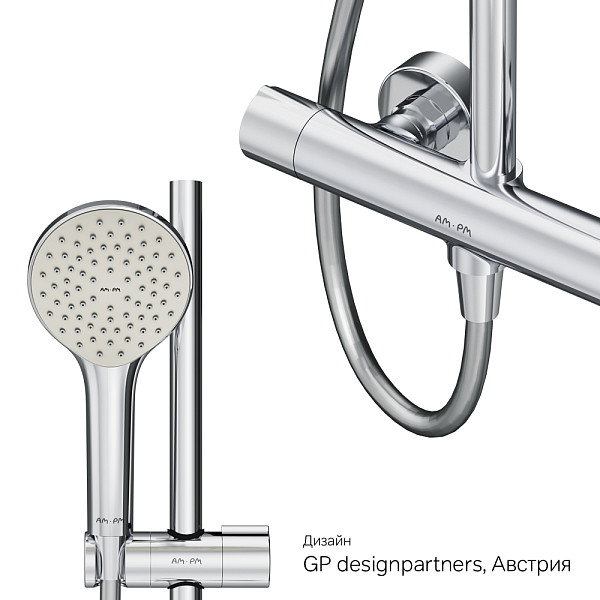 F0790410 Gem душ.система, набор: смеситель д/душа с термостатом, верхн. душ d 220 мм, ручн.душ 1 ф-ц