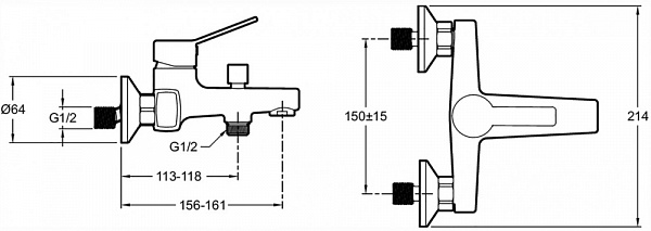Смеситель для ванны Jacob Delafon Eo E24160RU-CP