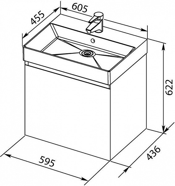 Тумба с раковиной Aquanet Йорк 60 белый 00212591