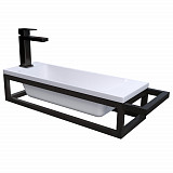 Консоль подвесная "МЕТРИС-50 см" черная с прав. полотенцедержателем (ум. Модуль-50)