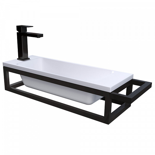 Консоль подвесная "МЕТРИС-50 см" черная с прав. полотенцедержателем (ум. Модуль-50)