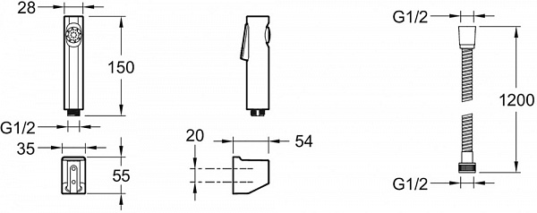 Комплект смеситель с гигиеническим душем Jacob Delafon Nateo E71253RU-CP