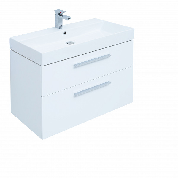 Тумба под раковину Aquanet Nova 85 белый глянец, 2 ящика 00249920