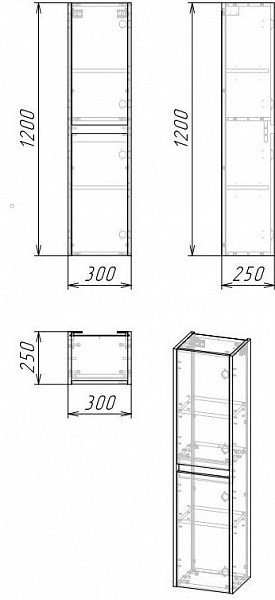Шкаф-пенал подвесной "Эвита 30", универсальный, темно-серый