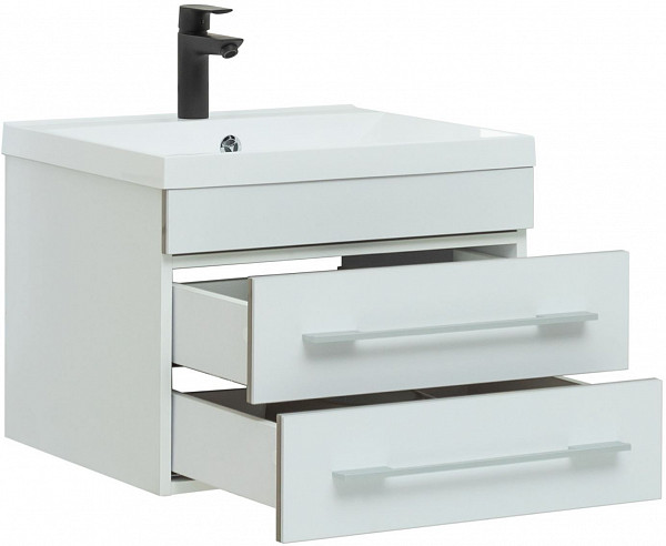 Тумба под раковину Aquanet Верона 58 белый (подвесная 2 ящика) 00176667