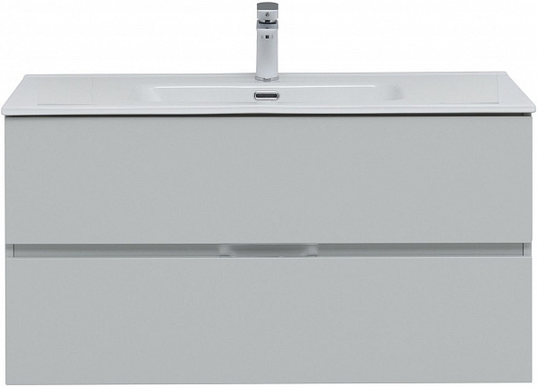 Тумба под раковину Aquanet Алвита New 100 2 ящика, серый 00277520