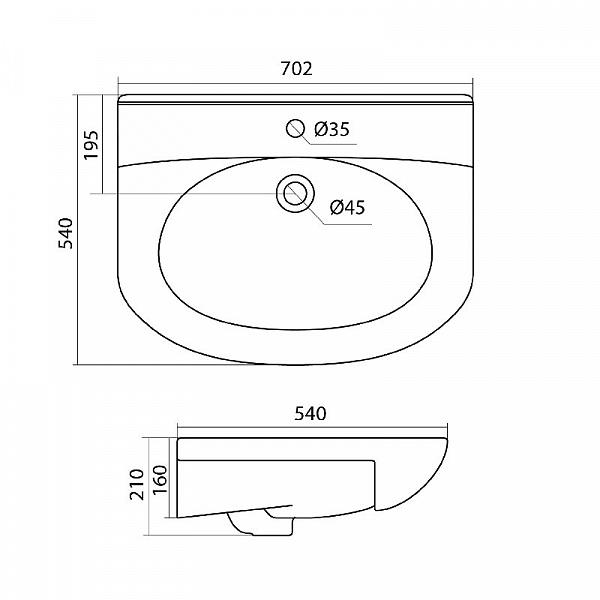 Полукруглая раковина Santek Лидия 70 1WH110210