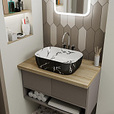 Умывальник Point Вега 46 PN43711WB прямоугольный, белый и черный