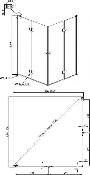 Душевое ограждение Ambassador Diamond 12011110