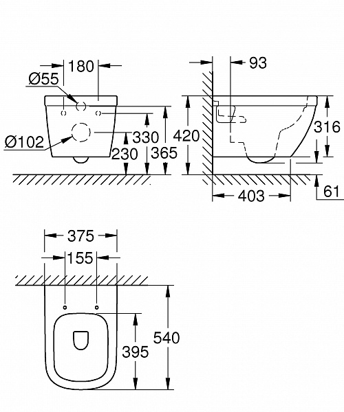 Подвесной унитаз Grohe Euro Ceramic 39538000