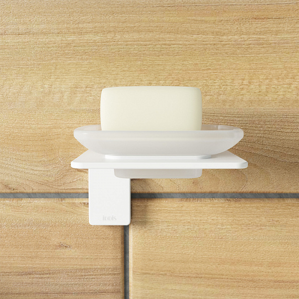 Мыльница, матовое стекло, сплав металлов, Slide, белый матовый, IDDIS, SLIWTG0i42