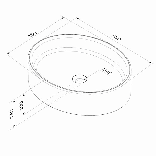 M8FWCC20550WG Func Раковина накладная, овал , 55 см, цвет белый глянец