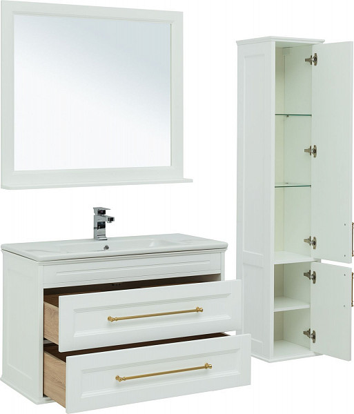 Мебель для ванной Aquanet Бостон М 100 белый (ручки золото) 00281190