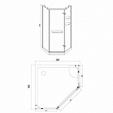 Душевое ограждение Azario MONTREAL 900х900х2000 L, без поддона, 8 мм