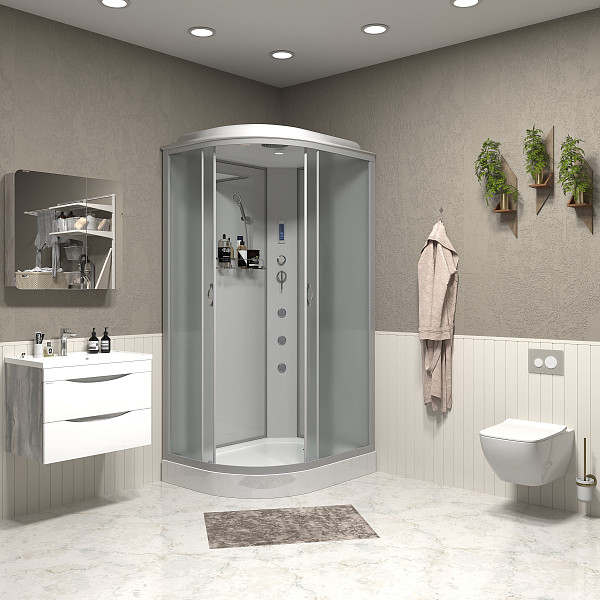 Душ.каб. NG-3312-14RF (1200х800х2150) низкий поддон(13см) стекло МАТОВОЕ 3 места