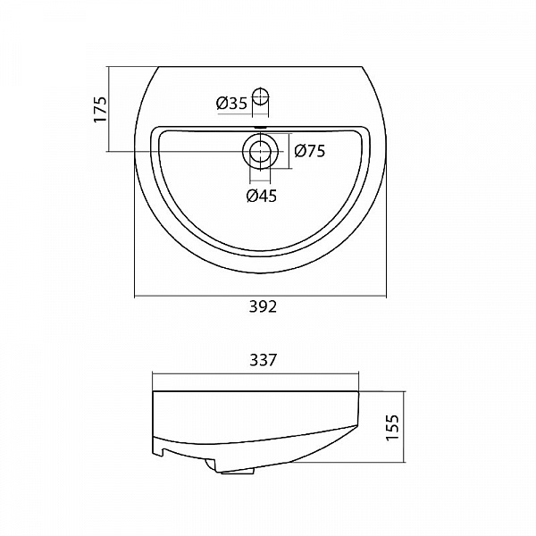 Полукруглая раковина Santek Аллегро 40 1WH301950
