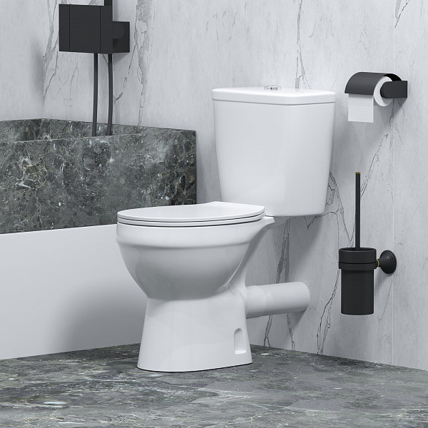 Унитаз Brava NG-9901 (630*360*740) напольный БЕЗОБОДКОВЫЙ с тонкой крышкой, 2 места