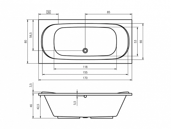 Акриловая ванна Riho Taurus 170x80 BC0700500000000