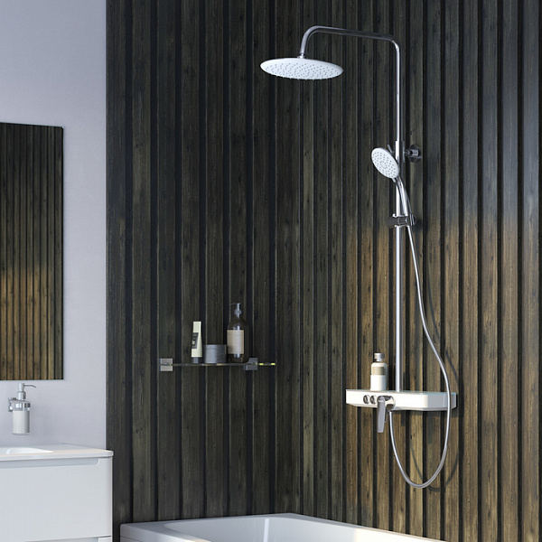 Смеситель для ванны с верхним душем, Shelfy, IDDIS, SHESB3Fi06